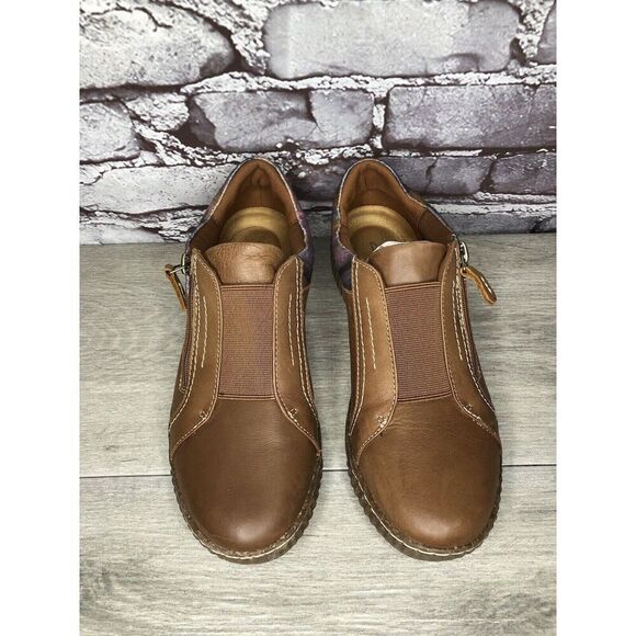 Clarks Collection Caroline Cove Brown Leather Zip Comfort Shoes Women 7.5M US/38 - Picture 1 of 16